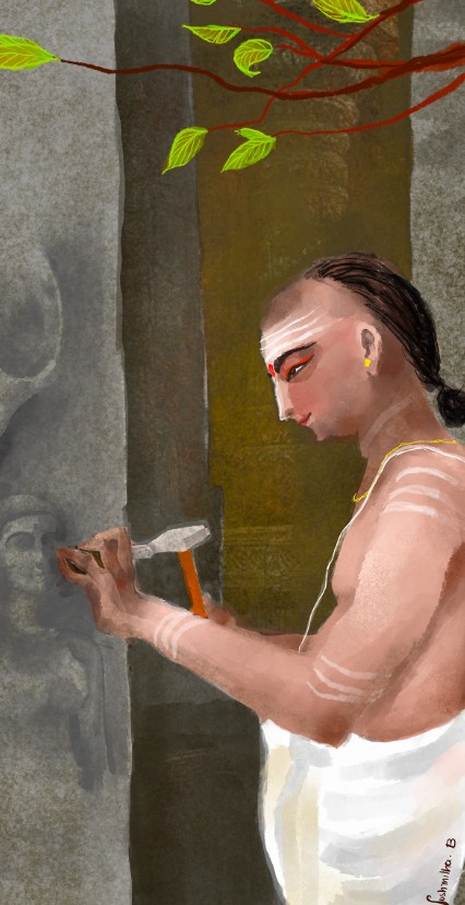 A modern interpretation of Durga, fierce and powerful, with digital armor.